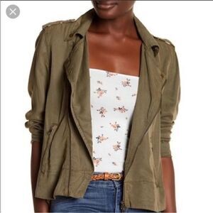 Pistola Revolve Bowie Moto‎ Swing Jacket 100% Tencel Hi-Lo Hem Military size S
